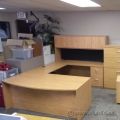 Sugar Maple C / U Suite Bow Front Desk, Overhead Storage